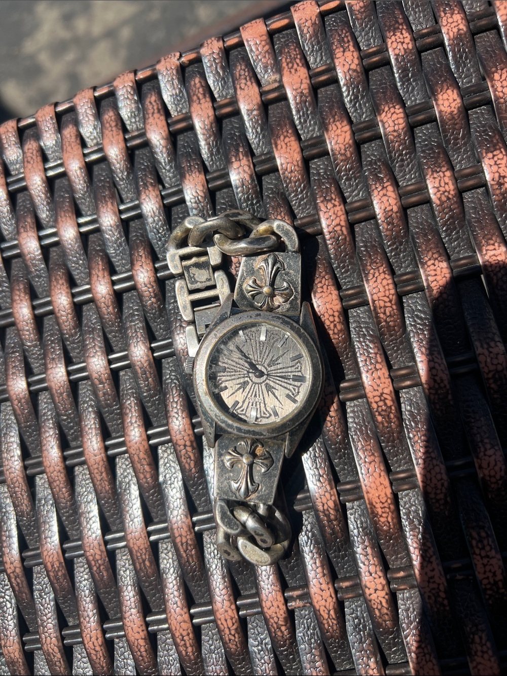 Antique-Style Silver Cross Bracelet Watch